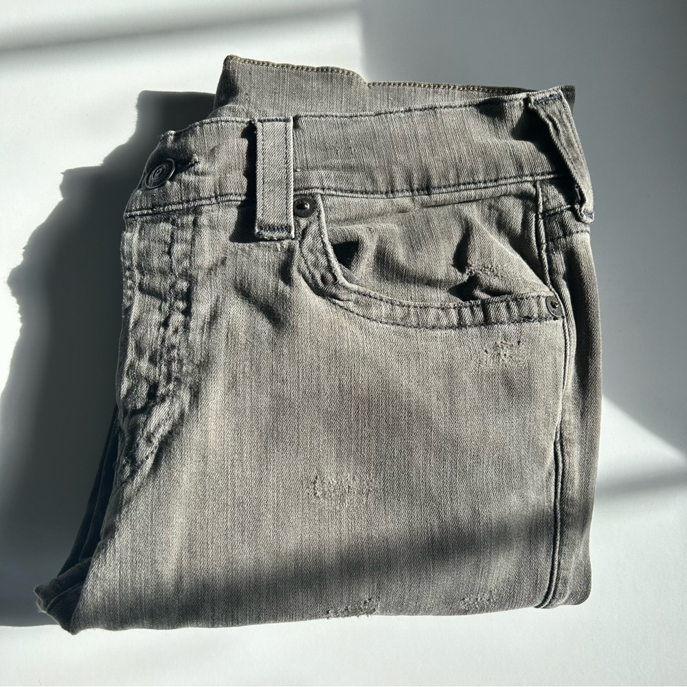 Men True Religion Rocco Relaxed Skinny Gray Distressed Denim Size 33